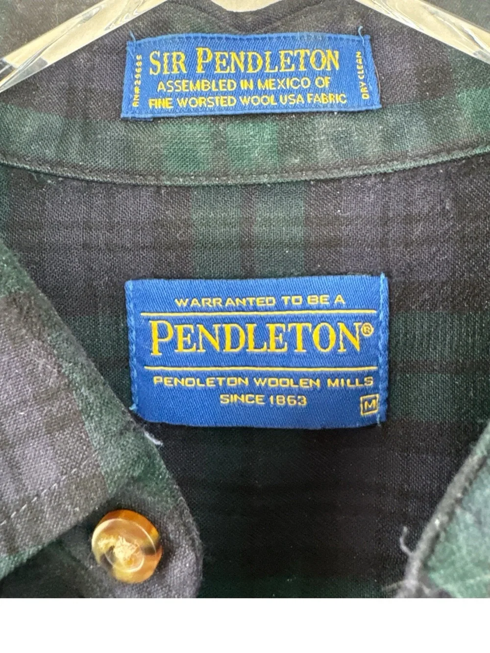 Vintage Sir Pendleton Black Watch Tartan 100% Wool Shirt Men’s Medium